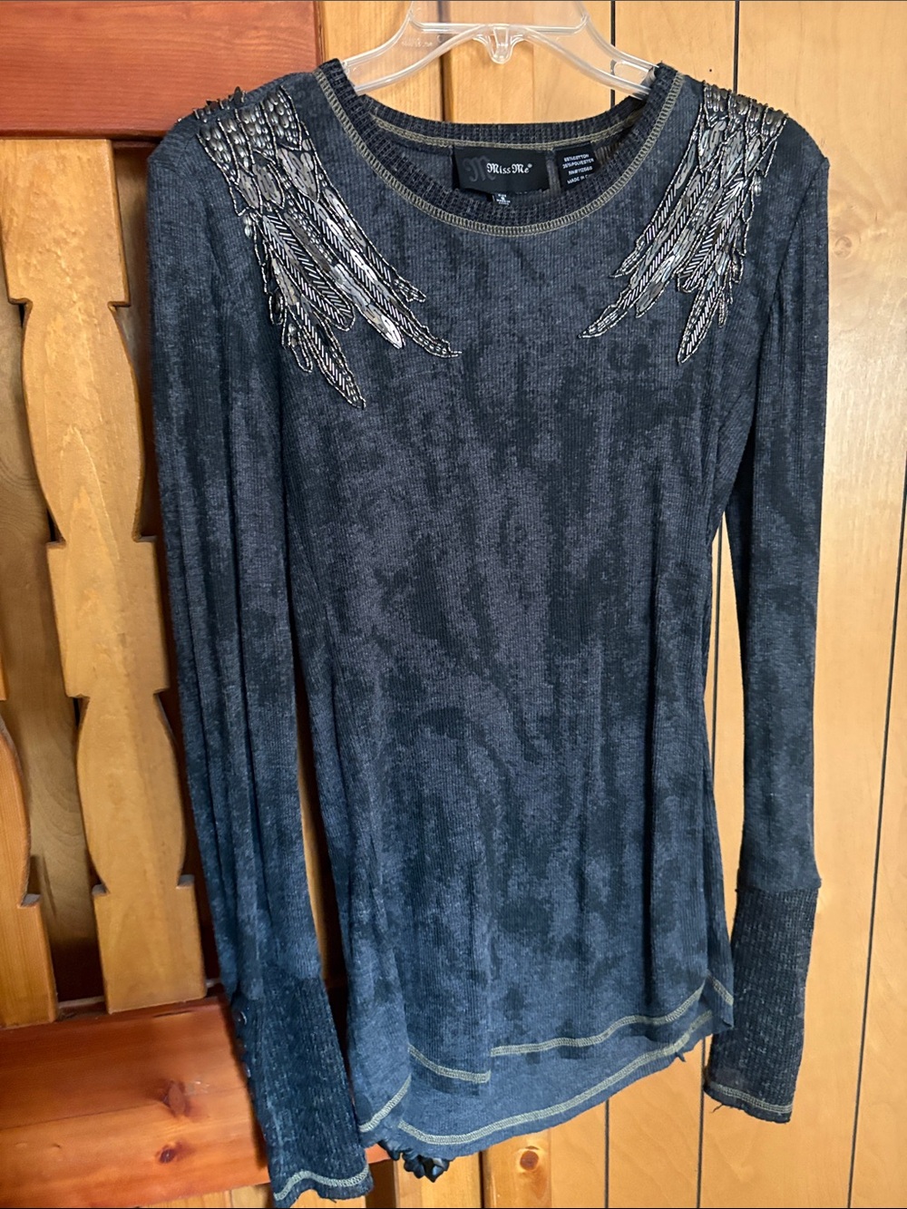 Miss Me long sleeve Wing embellishments